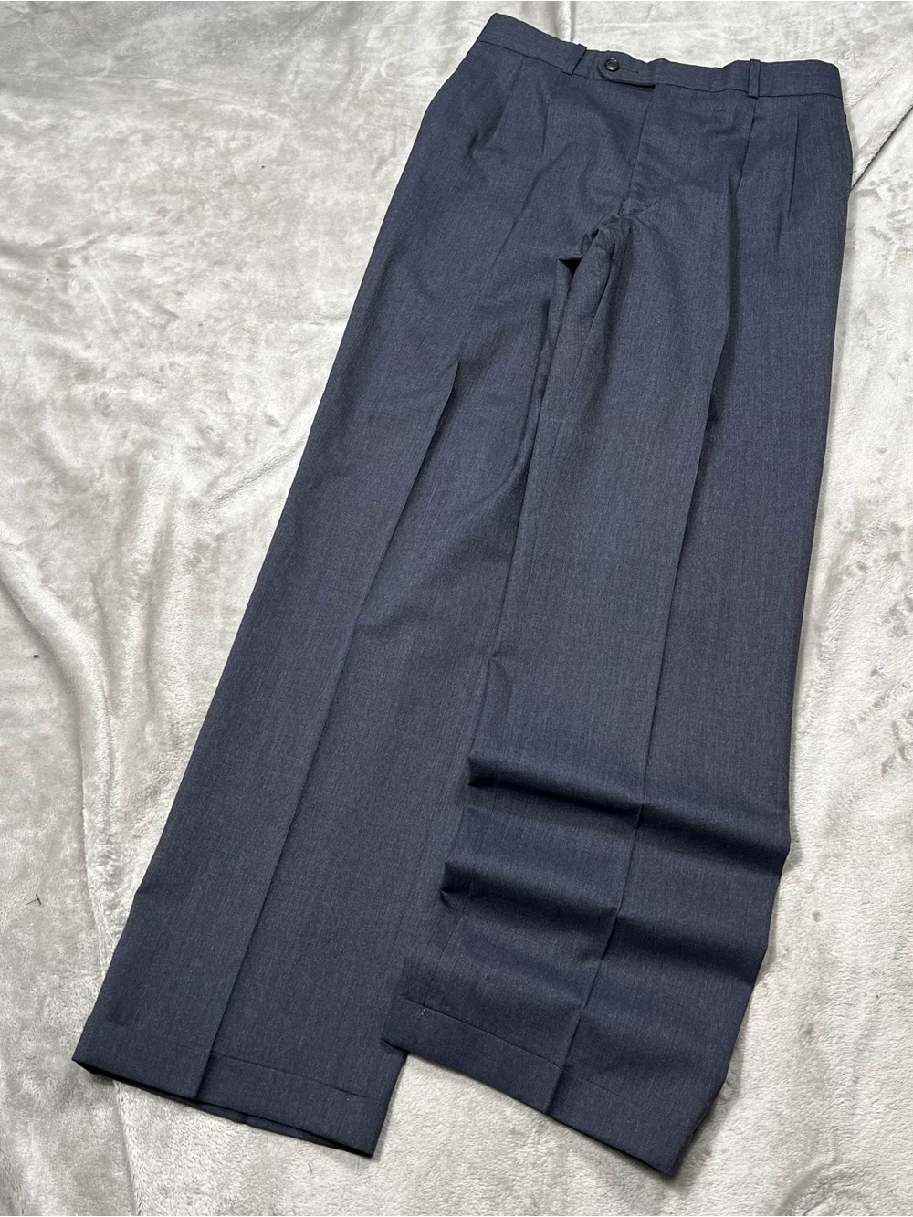 Vintage 80s Wool Double Pleated Pants Mens 29x32 Blue Preppy Baggy Old Money